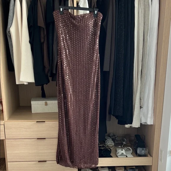 Abercrombie & Fitch Strapless Sequin Brown Dress - Picture 3 of 10